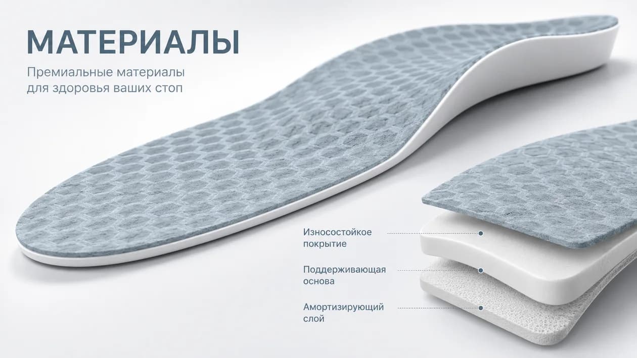 Слои материалов ортопедической стельки Ortomatica